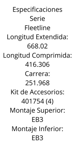 Amortiguador 85001 = 65102 66423 Sa5001 B711002 K37427 89410