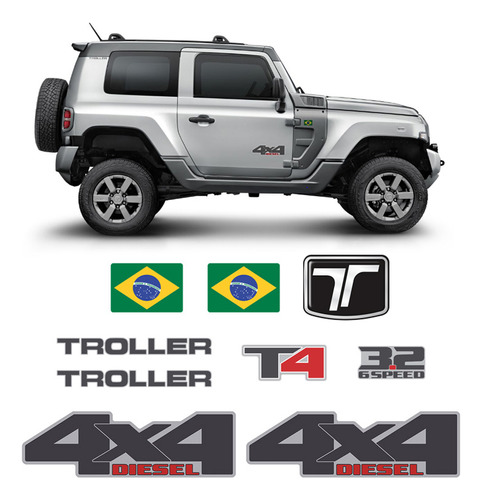 Kit Adesivos Troller T4 2015/2021 4x4 Diesel 3.2 6speed