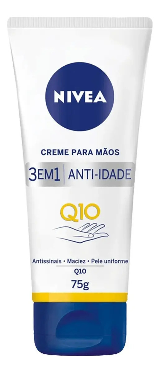 NIVEA Creme para Mãos Q10 Plus Reparação 75g, Sensação de Maciez, Hidratação Antissinais, Pele Uniforme, Renovação Celular, Pele Normal e Seca