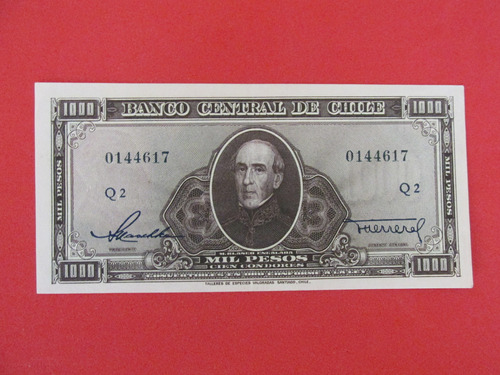 Billete Chile 1.000 Pesos Firmado Maschke -herrera 1958