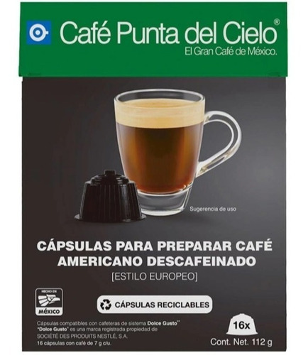 Cápsula Café Punta Del Cielo Descafeinado(2cajasc/16pzs C\u)