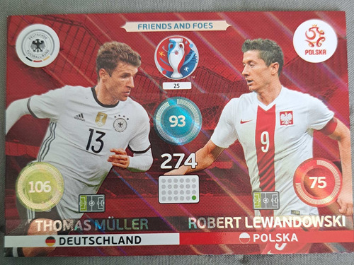 Carta Adrenalyn Xl Euro 2016 Muller - Lewandowski #25