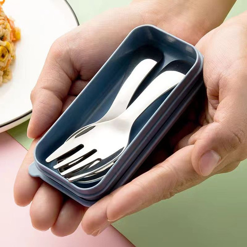 Juego De Cubertería Mini Portátil Con Tenedor Y Cuchara De A