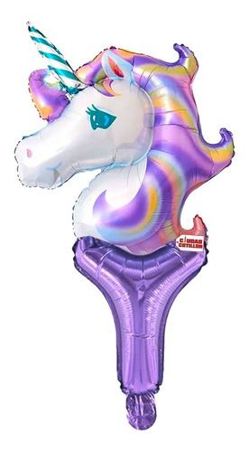 Globo Metalizado 50cm Cabeza Unicornio Cumpleaños - Cc