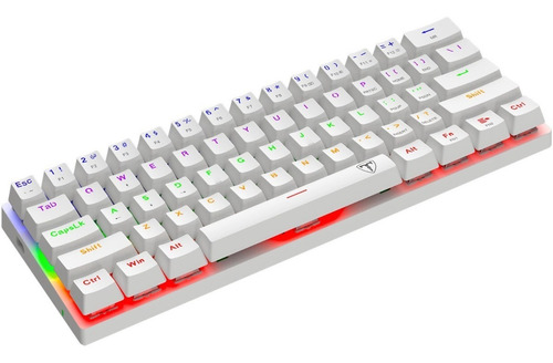 Imagen 4 de 9 de Teclado Gamer Mecanico 60% T-dagger T-tgk321w Arena Blanco F