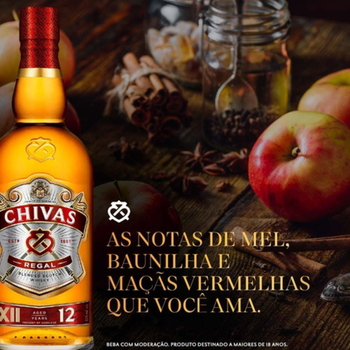 Whisky Chivas Regal Escocês 12 Anos 1 Litro Kit Com 3 Unid