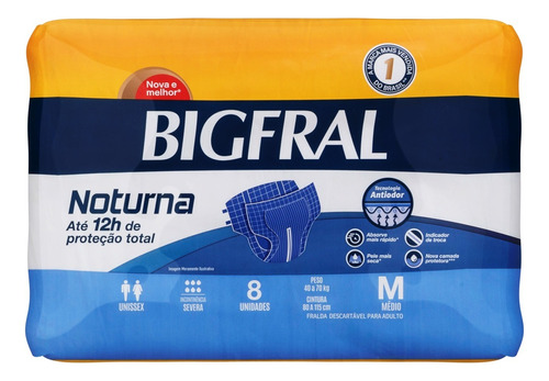 Fraldas para adultos descartáveis Bigfral  Noturna M x 8 u