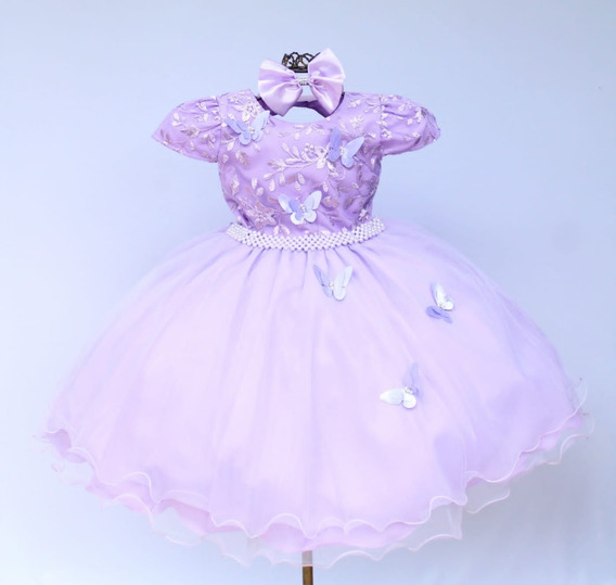 Vestido Infantil Princesa Sofia Luxo Strass Tiara Festa – PequenoLook