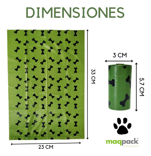 18 Rollos De Bolsas Sanitarias Para Recoger Heces Popo Perro Color Verde