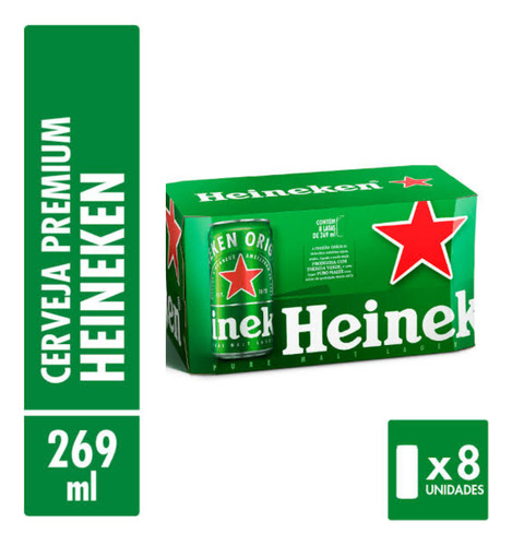 Cerveja Heineken Large Puro Malte Premium C/8 269ml 
