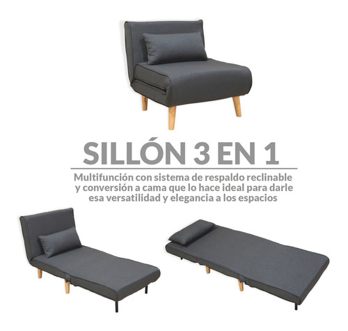 Sofá Cama Individual Sillon Reclinable Comodo Moderno Lino