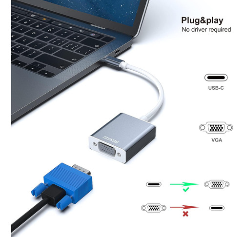 Adaptador Usb C A Vga Benfei, Tipo C (thunderbolt 3/4) A V..