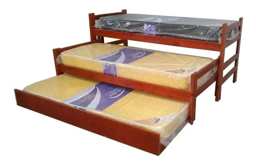 Cama Nido Triple Con Carro Cama Julieta Pino Lustrado Beiro