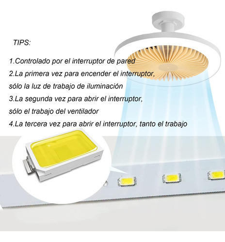 Ventilador/lampara De Techo Led Circular 30w 26cm Diametro