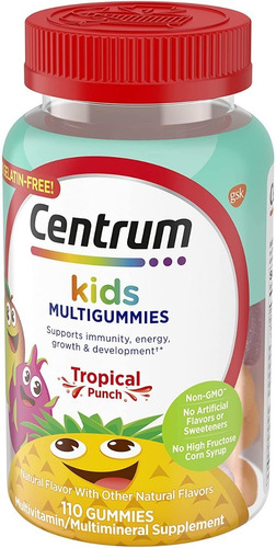 Kids Americano,Tropical Punch 110 Gomitas Vitaminas Para Niños