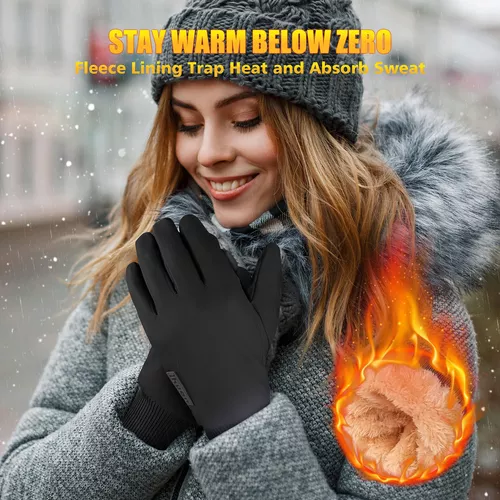 Guantes de invierno resistentes al viento para mujer, guantes de texto con  pantalla táctil con forro térmico, guantes de conducción de nieve de moda