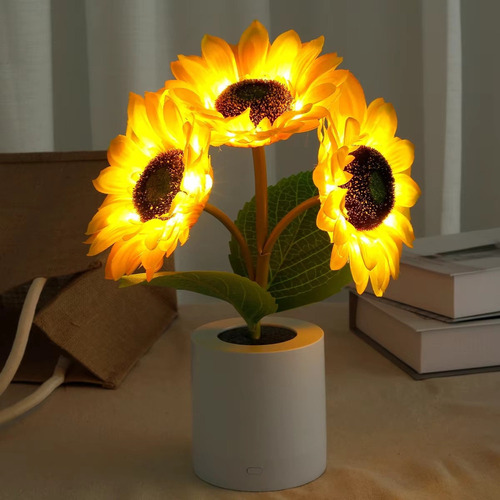 // . Luz Nocturna De Simulación Led De Girasol Recargable /