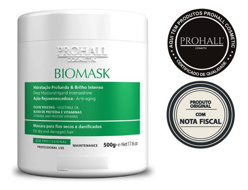 Prohall Mascara Efeito Teia Hidratante Biomask 500g Original