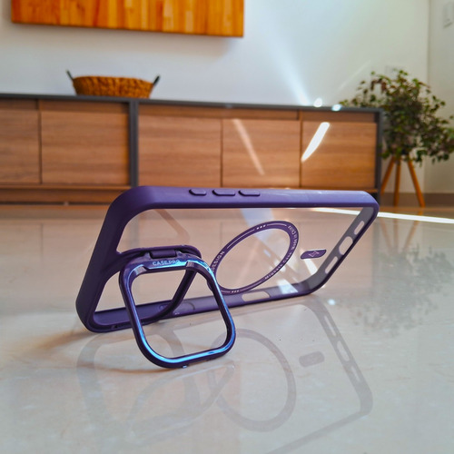 Funda Para Iphone 14 Plus/pro Max Estilo Magsafe Lens Stand Violeta