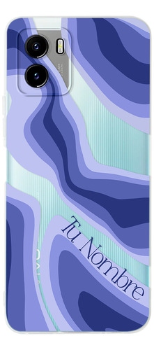 Funda Para Vivo Para Mujer Curvas Azules Con Tu Nombre
