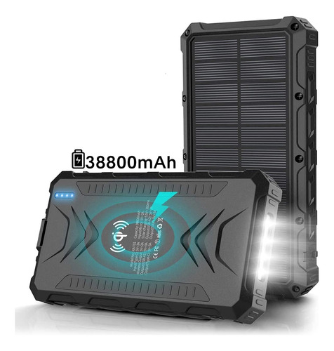 Banco Energia Solar Cargador 38800mah Inalambrico Qi Salida