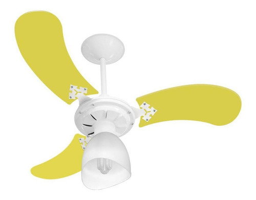 Ventilador De Teto New Baby Colors Mdf Branco Amarelo 220v