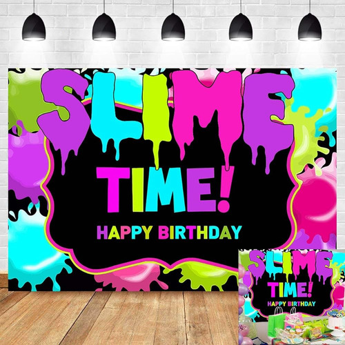 ~? Slime Time Birthday Party Photography Backdrops 7x5ft Kid