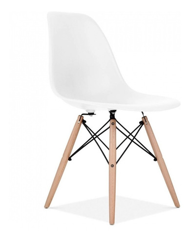 Silla Eames Monocasco Patas Madera Plástico Blanco Tio Musa