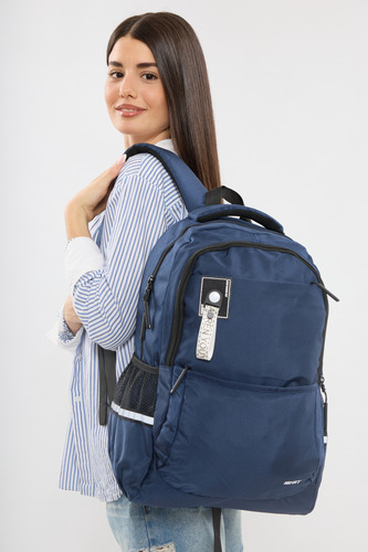 Mochila De Colores Unisex Con Moda Urbana Nueva Importada Azul Marino Liso