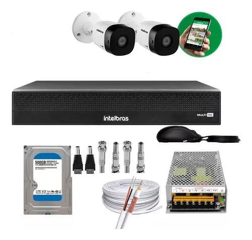 comprar Kit 2 Câmera Intelbras Dvr Intelbras 4ch Completo Aplicativo