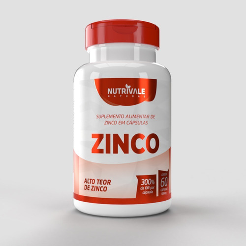 Zinco 60 Cápsulas Nutrivale 100% Idr Puro Sabor Sem Sabor