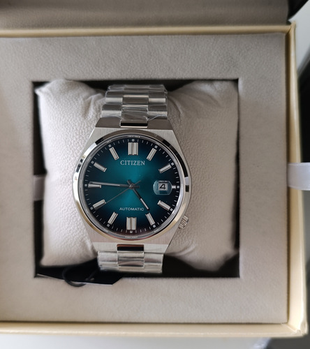 Reloj Citizen Tsuyosa Nj0151-88x Automático Plateado Plateado Verde Degradé