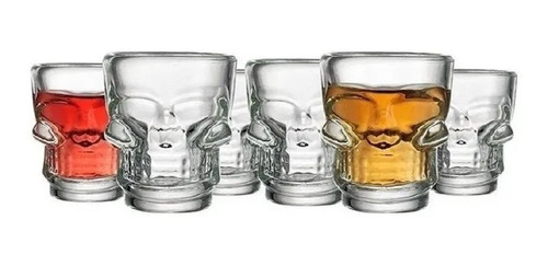 Vaso Shot Vidrio Transparente Calavera Set 8 Unidades 48ml