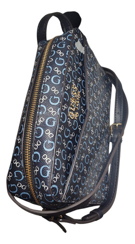 Crossbody Marca Guess Color Azul Acabado De Los Herrajes Oro Color Azul Oscuro Correa De Hombro Azul Oscuro Diseño De La Tela Lisa