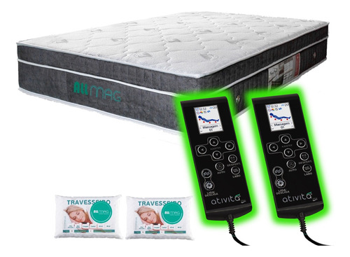 Colchão Magnético D45 Queen 2 Kits Massageadores Cromo Bio Cinza-escuro