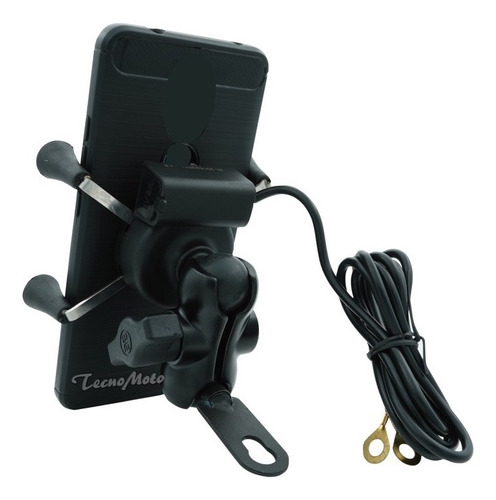 Soporte Smartphone + Cargador + Usb Metalico P/rosca Espejo