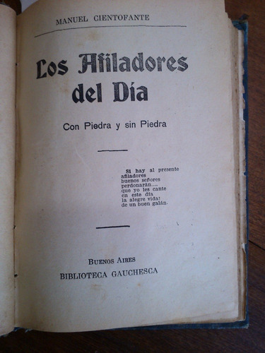 Cientofante Manco Otros Picaresca Gauchesca Y Española 1909