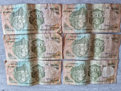 Uruguay Billete 100 Nuevos Pesos  1987 Lote 6 Billetes