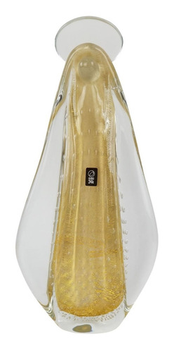 Santa Grande De Cristal Murano São Marcos Pérola E Ouro 24k