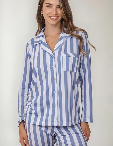 Pijama Jaia 24031e Atenea Camisa Botón Pantalón Recto