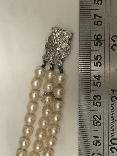 Colar Em Pérola Barroca-3 Fios. Ouro Branco 18k.81.6 Gr.