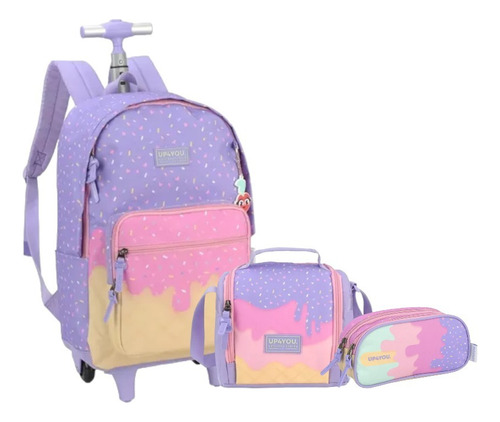 Kit Mochila Meninas Slime Sorvete Up4you Tie Dye Rodinhas G