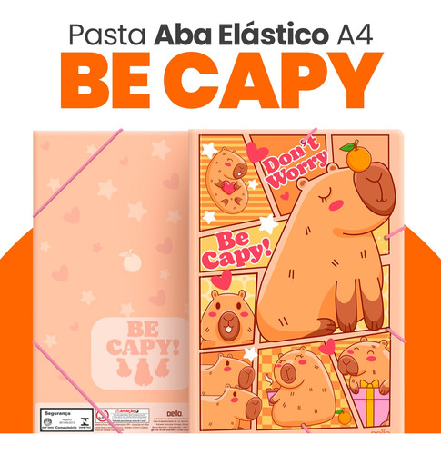 Kit 5 Pastas Aba Elástico A4 Capivara Be Capy