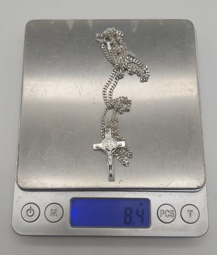 Imagen 4 de 8 de Colgante Cruz Chica Y Cadena Plata Italiana Hombre Unisex