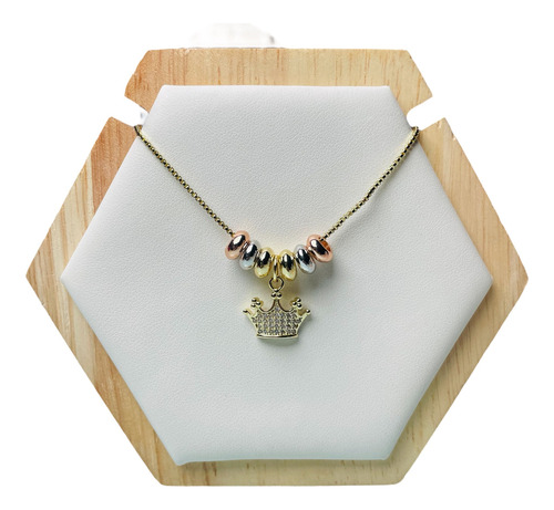 Collar Con Dije De Corona. Semanario. Oro. Joyería Mujer. Corona