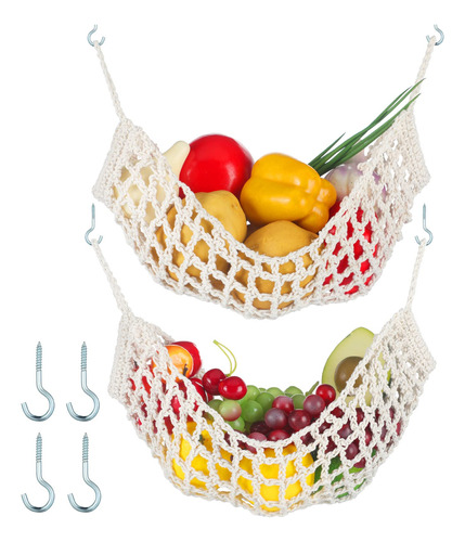 Hamaca Fruta Macrame Para Cocina Debajo Gabinete Cesta Mano