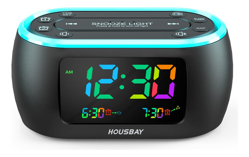 Reloj Despertador Housbay 3 En 1 Con Luz Nocturna Arcoíris Color