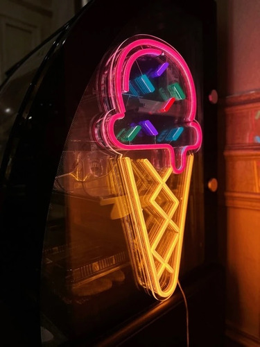 Letrero Luz Led Neón Helado Ice Cream Colores C/ Control