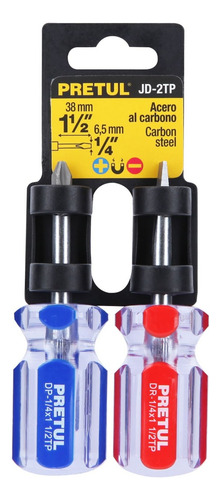 DĂșo De Desarmadores 1/4 X 1-1/2 Mango De Pvc, Pretu