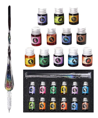 Juego De Tinta Para Bolígrafo De Vidrio Con 12 Tintas De Col